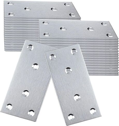 50 Pack Silver Mending Plate for Wood, 4inx2in Stainless Steel Flat Brackets, Heavy Duty Flat Straight Bracket for Wood, Furniture Fence Bookcase in Saudi Arabia
