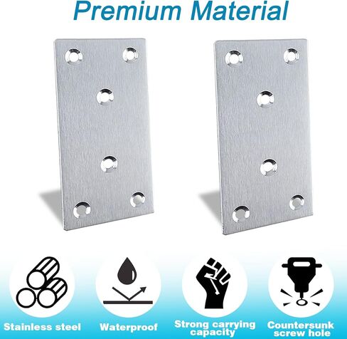 50 Pack Silver Mending Plate for Wood, 4inx2in Stainless Steel Flat Brackets, Heavy Duty Flat Straight Bracket for Wood, Furniture Fence Bookcase in Saudi Arabia