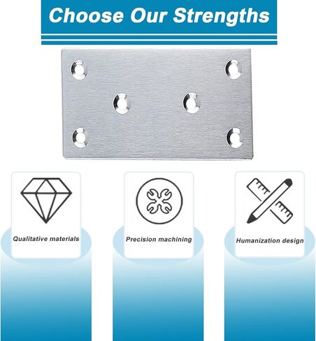 50 Pack Silver Mending Plate for Wood, 4inx2in Stainless Steel Flat Brackets, Heavy Duty Flat Straight Bracket for Wood, Furniture Fence Bookcase in Saudi Arabia