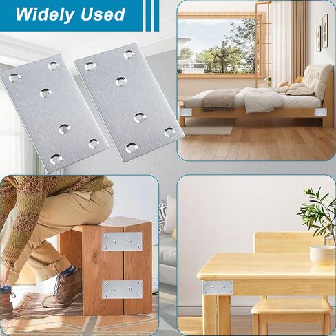 50 Pack Silver Mending Plate for Wood, 4inx2in Stainless Steel Flat Brackets, Heavy Duty Flat Straight Bracket for Wood, Furniture Fence Bookcase in Saudi Arabia