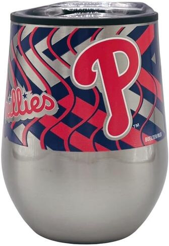 Boelter العلامات التجارية MLB فليكس الفولاذ المقاوم للصدأ 11oz بهلوان السفر المنحني تصميم التفاف كامل 360 درجة (فيلادلفيا فيليز) in Saudi Arabia