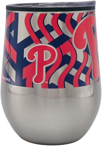 Boelter العلامات التجارية MLB فليكس الفولاذ المقاوم للصدأ 11oz بهلوان السفر المنحني تصميم التفاف كامل 360 درجة (فيلادلفيا فيليز) in Kuwait