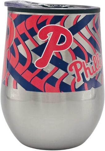 Boelter العلامات التجارية MLB فليكس الفولاذ المقاوم للصدأ 11oz بهلوان السفر المنحني تصميم التفاف كامل 360 درجة (فيلادلفيا فيليز) in Kuwait