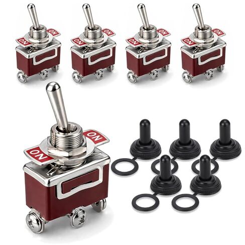 MGI SpeedWare One-Side Momentary Metal Toggle Switch with Waterproof Cover | 20 Amp at 12VDC 125VAC | (ON)/Off, 5-Pack in Saudi Arabia