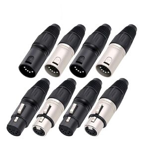 5 Pin XLR Audio Cable Connector 5Pin Male Plug MIC Snake Plug for Microphone Cable Electrical Adapter 1Pcs(1xF-Silver) in Kuwait