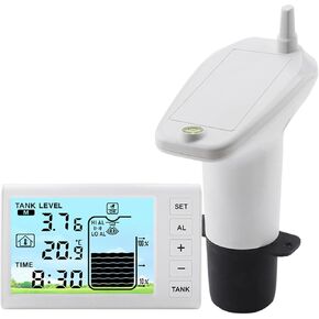 Wireless Ultrasonic Level , Water Tank Liquid Level Meter with LCD Bar Graph and Temperature Sensor, with High Low Alarm, for Indoor Outdoor Water Tank Monitoring in Saudi Arabia