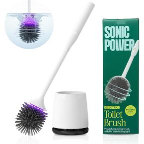 Electric Toilet Brush & Scrubber – Self Cleaning Silicone Toilet Bowl Brush with UVC Light, Rechargeable Wireless Spinning Toilet Brush & Holder Set, Wall Mount or Floor Standing (Pack of 1) in Saudi Arabia