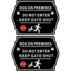 2 Pack Dog On Premises Sign - 9.84" x 7.08" Do Not Enter Sign .040 Rust Free Aluminum Reflective, UV Protected Keep Gate Shut Yard Sign, Waterproof and Fade Resistant - 4 Pre-drilled Holes in Saudi Arabia