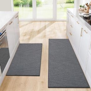 Kitchen Rugs and Mats, Non Slip Washable Set of 2 PCS, Absorbent Kitchen Mats for Floor, Kitchen Runner Rug, Rubber Backing, for Kitchen Decor, Front of Sink(Khaki, 20’’x 32’’+ 20’’x 47’’) in Saudi Arabia