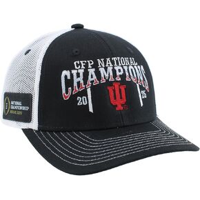 Indiana Hoosiers National Champs 2025 Football Adjustable Snapback Hat Dakota Arch Black Officially Licensed in Kuwait