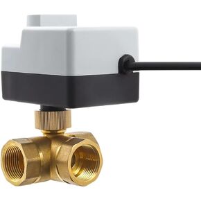 AC220V/DC12-24 DN15 DN20 DN25 Brass Valve 2-way / 3-way Electric Ball Actuator With Manual Switch Normally Closed 1Pcs(3WAYAC220DN25) in Saudi Arabia
