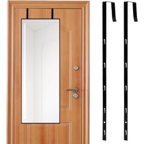 Adjustable Over The Door Mirror Hanger, 22LBS Load Metal Mirror Hanger for Door (2 Hooks + 2 Plates) - Multi-Purpose for Mirror, Clothes, Hats, Damage-Free Installation(Color:White) in Kuwait