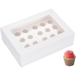 Mini Cupcake Box 6 Pack,Holds 24 Mini Cupcakes,Cupcake Holder, 14x10x4 Inch White Bakery Boxes with Window for Birthday Holiday Party Bakery in Saudi Arabia