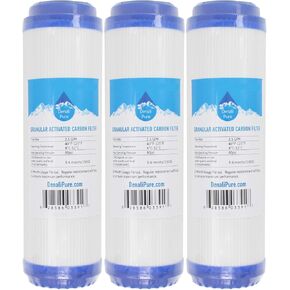 3 عبوات بديلة لفلتر الكربون المنشط الحبيبي Culligan HF-360 - خرطوشة عالمية مقاس 10 بوصة متوافقة مع Culligan HF-360 غطاء شفاف لتصفية الرواسب المنزلية بالكامل - العلامة التجارية Denali Pure in Kuwait