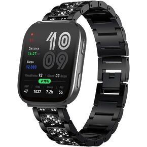 متوافق مع Amazfit bip 6 Bands، Lamshaw 20 مم، 22 مم سريع الإصدار للنساء مجوهرات بلينغ دايموند معدنية أنيقة حزام بديل قابل للتعديل إكسسوارات حزام رياضي متوافق مع Amazfit Active 2 Sqaure Smartwatch in Kuwait