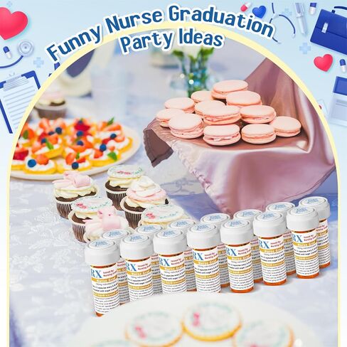 Threlaco 60 Set 2026 Nursing Graduation Party Supplies 60 Empty Pill Bottles with Caps 8 Dram Plastic Medicine Containers with 60 Sticky Label Pill Vial for Nurse Party Favors Gifts for BSN Rn Pharmd in Saudi Arabia