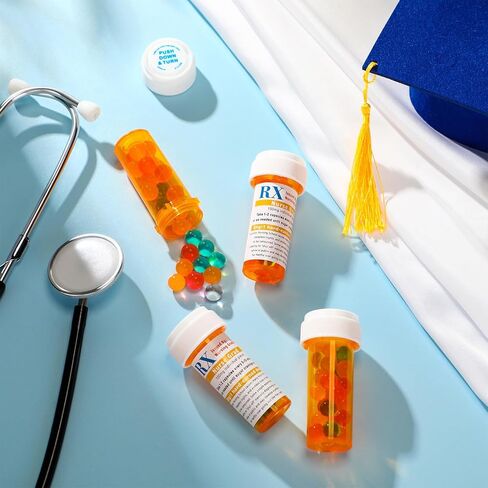 Threlaco 60 Set 2026 Nursing Graduation Party Supplies 60 Empty Pill Bottles with Caps 8 Dram Plastic Medicine Containers with 60 Sticky Label Pill Vial for Nurse Party Favors Gifts for BSN Rn Pharmd in Saudi Arabia