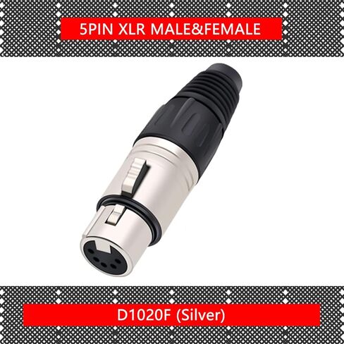 5 Pin XLR Audio Cable Connector 5Pin Male Plug MIC Snake Plug for Microphone Cable Electrical Adapter 1Pcs(1xF-Silver) in Saudi Arabia