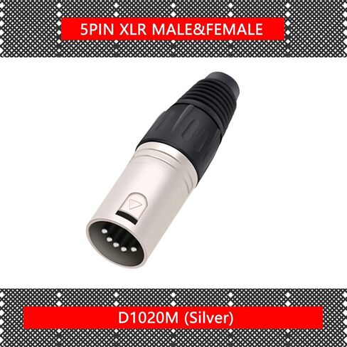 5 Pin XLR Audio Cable Connector 5Pin Male Plug MIC Snake Plug for Microphone Cable Electrical Adapter 1Pcs(1xF-Silver) in Saudi Arabia