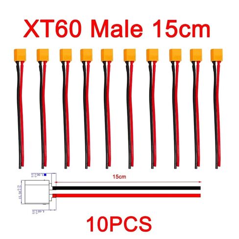 10PCS XT60 XT-60 Male Female Bullet Connectors Plugs with PVC 14 AWG Wire(TX60-M-15CM 10PCS) in Saudi Arabia