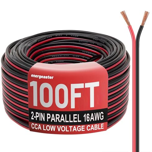 Energeaster 16 Gauge Wire, 16AWG Automotive Electrical Wire 50FT 2 Conductor Red Black 12V/24V DC Cable LED Strips Extension Cord for Light RC Car Speaker Wire in Saudi Arabia