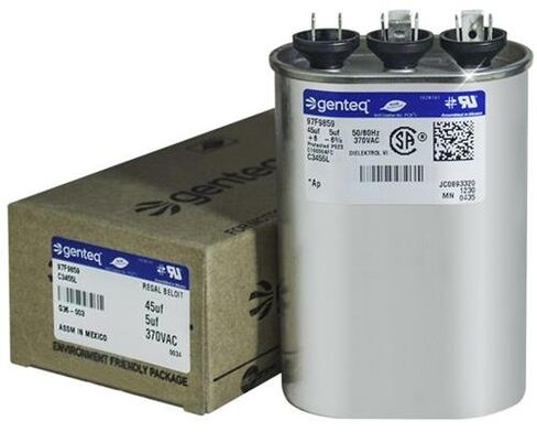 (2) Pack - GE 97F9693-45 + 5 uf MFD 370 Volt VAC Genteq Replacement Oval Dual Run Capacitors in Saudi Arabia