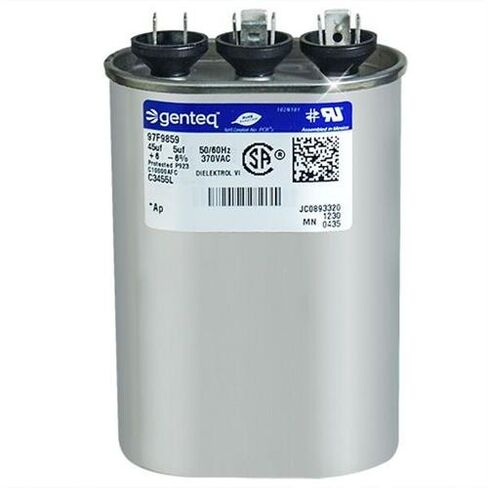 (2) Pack - GE 97F9693-45 + 5 uf MFD 370 Volt VAC Genteq Replacement Oval Dual Run Capacitors in Saudi Arabia