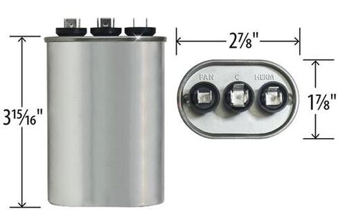 (2) Pack - GE 97F9693-45 + 5 uf MFD 370 Volt VAC Genteq Replacement Oval Dual Run Capacitors in Saudi Arabia