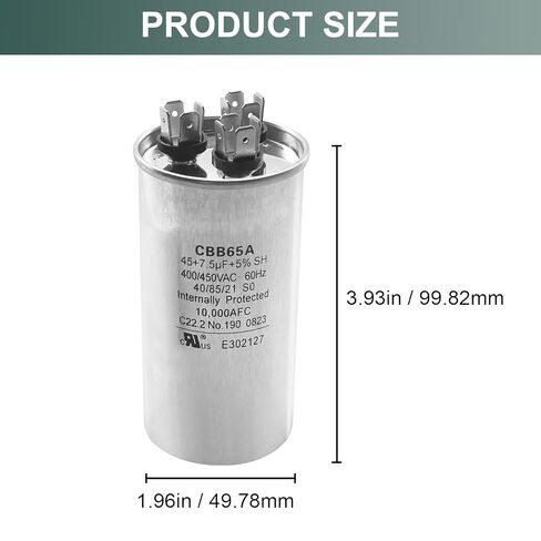 Z97F9969 45/7.5 uF MFD Dual Run Capacitor 400/450V - OEM Upgraded Replacement for Genteq Z97F9969 & GE AC Units in Saudi Arabia
