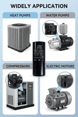 مكثف بدء تشغيل المحرك D60 400-480 فائق التوهج MFD 220-250 VAC لضاغط التيار المتردد ومحركات ضاغط الهواء، غطاء بدء التحليل الكهربائي، بديل عالي التحمل لأنظمة المضخات الحرارية HVAC in Kuwait