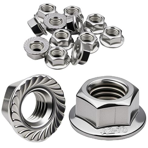 M4 Flange Nuts, Serrated Hex Flange Lock Nuts, 0.7mm 304 Stainless Steel Plain Finish Hexagon Flange Nuts (100Pcs, M4) in Saudi Arabia