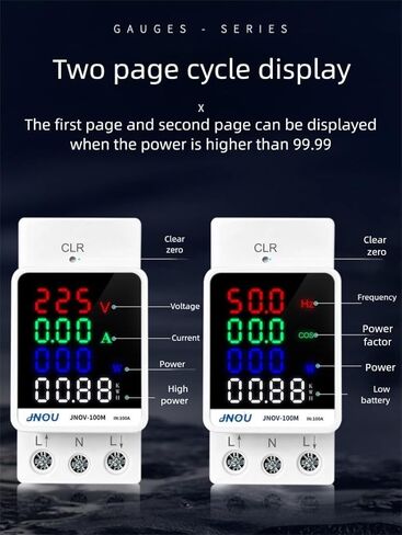 Digital Energy Meter, AC 80-270V, 0-100A, Rail-Mounted Power Consumption Monitor, Multifunction Tester GT2P-E in Saudi Arabia