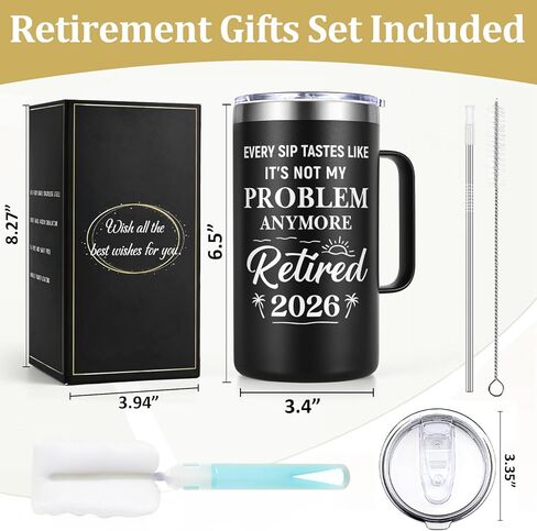 Qtencas Retirement Gifts for Men, Every Sip Tastes Like It's Not My Problem Anymore 20oz Insulated Coffee Mug, Goodbye Gift, Farewell Gifts for Men Friends Coworkers Dad Grandpa in Saudi Arabia