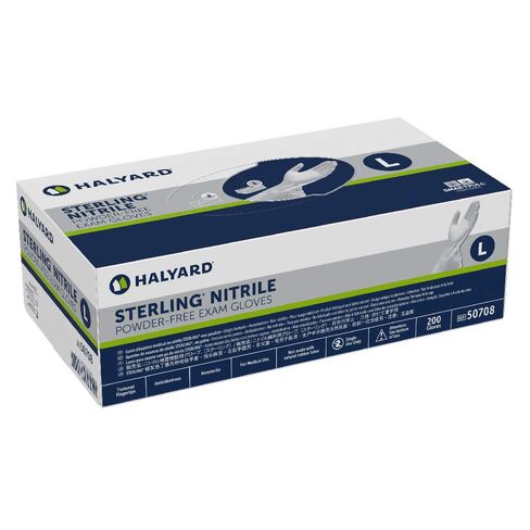 قفازات HALYARD Sterling* Nitrile Exam، خالية من البودرة، 3.5 مل، كبير، 50708 (صندوق من 200) in Saudi Arabia