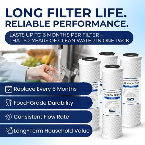 IPW Industries Inc Set of 4 Compatible for Water Filter GE GXWH04F, GXWH20F, GXWH20S & GXRM10 Multi-Pack, Carbon Block Replacement Cartridge in Saudi Arabia