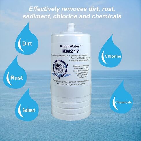فلتر مياه KleenWater KW217 متوافق مع Aqua-Pure AP217، مرشحات بديلة لنظام AP200، خرطوشة استبدال الكربون، مجموعة من 2 in Kuwait