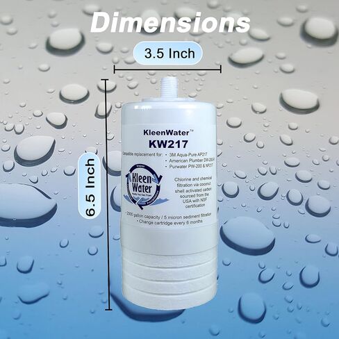 فلتر مياه KleenWater KW217 متوافق مع Aqua-Pure AP217، مرشحات بديلة لنظام AP200، خرطوشة استبدال الكربون، مجموعة من 2 in Kuwait
