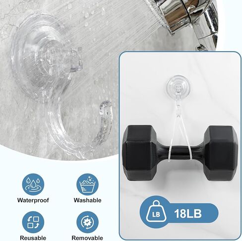 4-Pack Suction Cup Hooks for Shower, Extra Large Clear 1.9" Shower Suction Hooks, Heavy Duty 18 Lb, Reusable & Removable Plastic Wreath Hanger for Windows, Glass, Bathroom, Loofah, No Tools, No Damage in Saudi Arabia