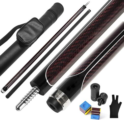 Carbon Fiber Pool Cue Stick Low Deflection Shaft Professional Billiard Cue Stick with Hard Case and Accessories,12.5mm Tip, 58",21OZ in Saudi Arabia