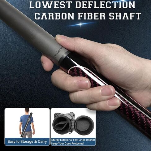 Carbon Fiber Pool Cue Stick Low Deflection Shaft Professional Billiard Cue Stick with Hard Case and Accessories,12.5mm Tip, 58",21OZ in Saudi Arabia