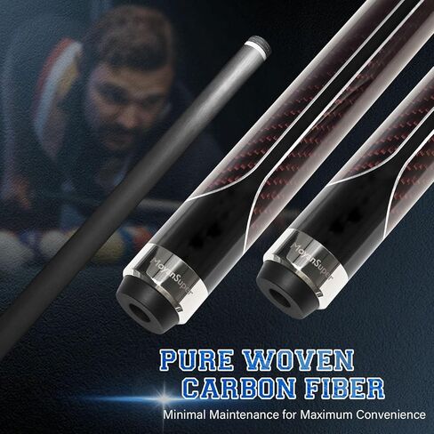 Carbon Fiber Pool Cue Stick Low Deflection Shaft Professional Billiard Cue Stick with Hard Case and Accessories,12.5mm Tip, 58",21OZ in Saudi Arabia