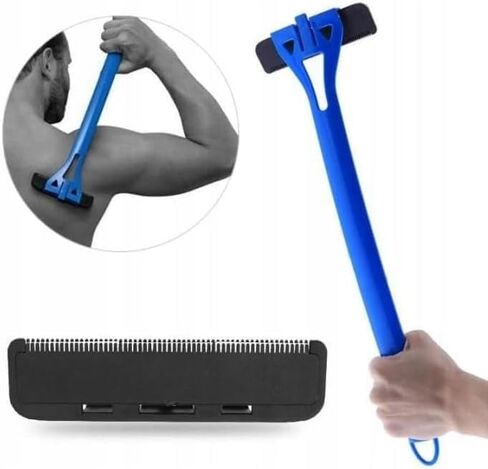 BAKblade 1.0 - ماكينة حلاقة الظهر لإزالة الشعر وحلاقة الجسم (DIY)، مقبض طويل للغاية من أجل حلاقة سريعة وخالية من الألم، شفرات شفرات حلاقة جافة أو رطبة مع عبوات بديلة in Kuwait