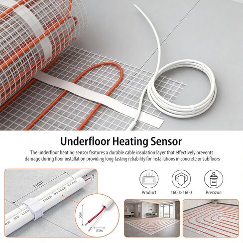 Underfloor Heating Sensor NTC 10k Ohm 2-Pack 119-inch Ground Temperature Probe with White Wires Compatible with Most Thermostats in Saudi Arabia