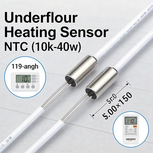 Underfloor Heating Sensor NTC 10k Ohm 2-Pack 119-inch Ground Temperature Probe with White Wires Compatible with Most Thermostats in Saudi Arabia