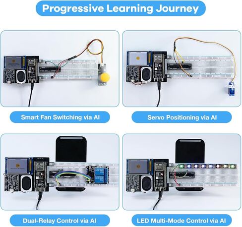 LAFVIN AIoT Starter Kit، ESP32-S3 AI Voice Control Kit Starter Kit، DHT11 مستشعر درجة الحرارة والرطوبة، مؤازرة، مرحل للمنزل الذكي ومشاريع IoT DIY in Kuwait