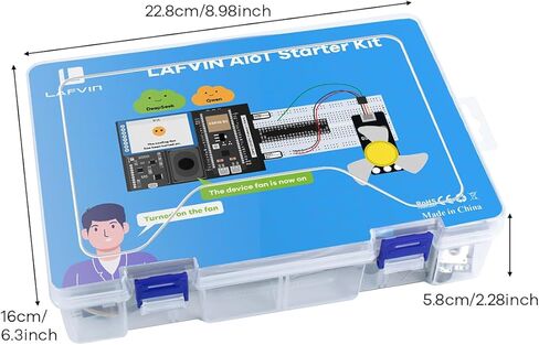 LAFVIN AIoT Starter Kit، ESP32-S3 AI Voice Control Kit Starter Kit، DHT11 مستشعر درجة الحرارة والرطوبة، مؤازرة، مرحل للمنزل الذكي ومشاريع IoT DIY in Kuwait