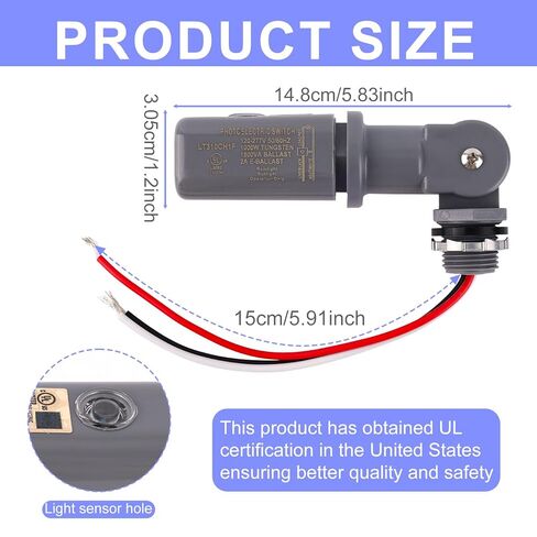 Photocell Sensor for Outdoor Lights, 120-277VAC 50/60 Hz IP54 Waterproof Dusk to Dawn Sensor Photoelectric Switch for Yard Parking Lot Street Landscape Lighting in Saudi Arabia
