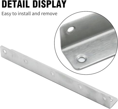 MDEOOSKY 4Pcs 8Inch Corner Brace Angle Bracket, Silver L Thickness 2mm 8Inch x 1Inch M, Stainless Steel Corner Bracket with Screws for Wood Shelf Furniture Cabinet in Saudi Arabia
