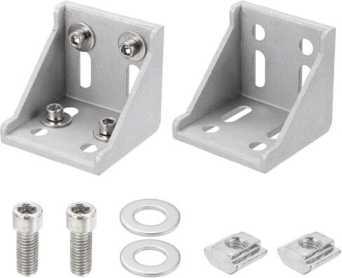 MECCANIXITY 8 Pcs 4545 Series Aluminum Extrusion Profile Connector, Corner Brackets Extruded Hardware with 16pcs M8 T-nut and M8x20 Hexagon Socket Screw and M8x22 Flat Gasket in Saudi Arabia