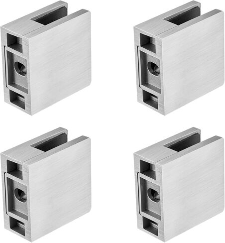VEVOR Square Glass Railing Bracket 4PCS - 304 Stainless Steel Clamp for 5/16"-1/2" Tempered Glass, Silver for Balcony Garden Pool Stair in Saudi Arabia